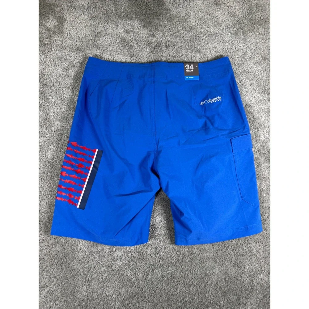 Columbia PFG Flag Series Boardshorts Mens 34 Blue Tennessee Fish Graphic XM0936